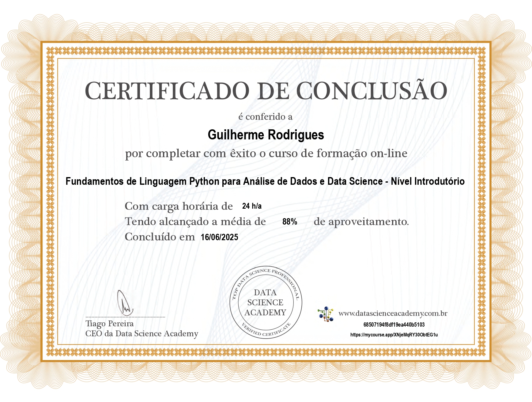 Fundamentos de Linguagem Python Para Análise de Dados e Data Science - Nível Introdutório